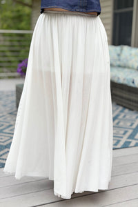 Flowy Mesh Maxi Skirt - Ivory