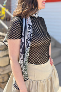 Vintage Block Print Scarf - Black