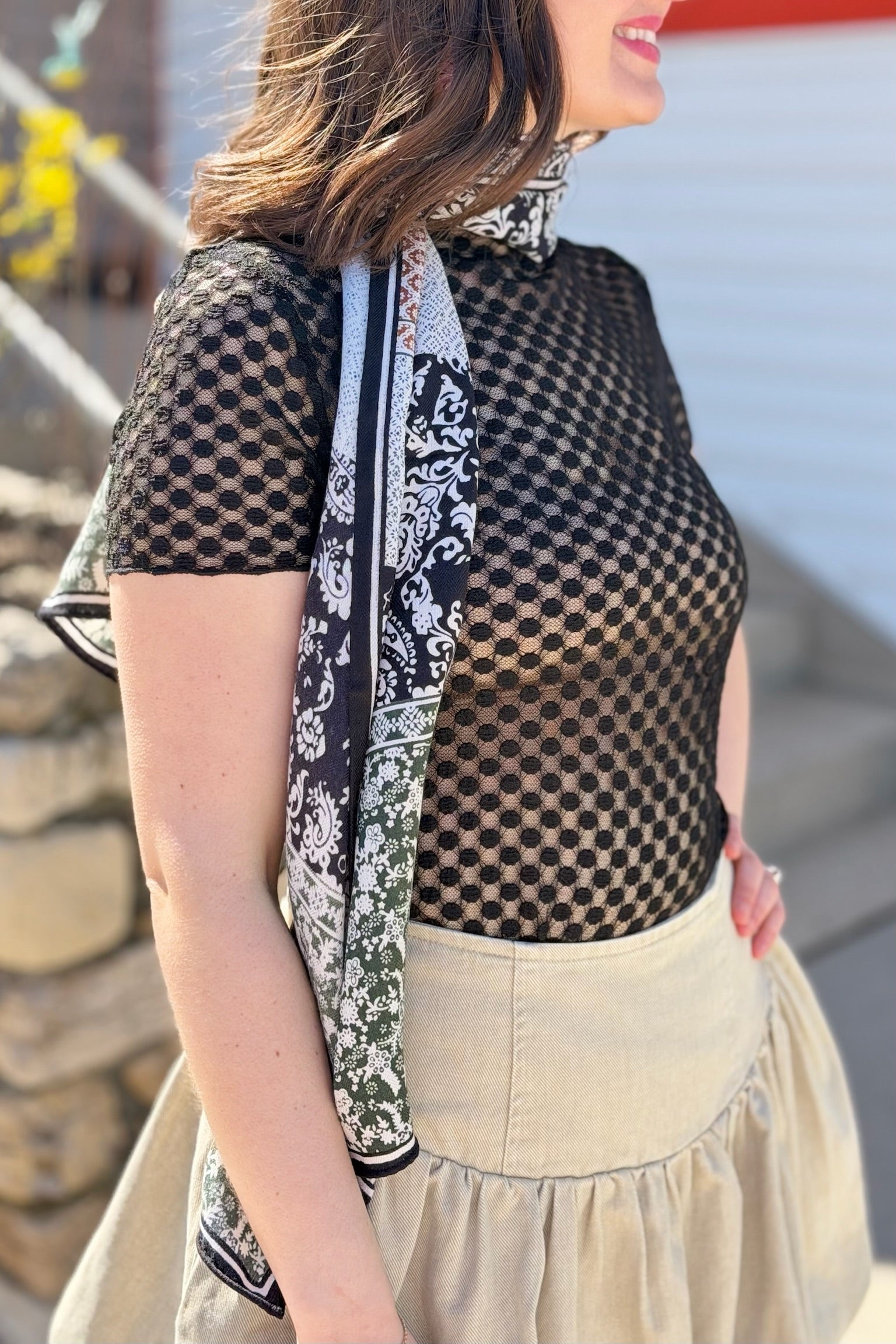 Vintage Block Print Scarf - Black