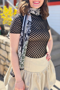 Vintage Block Print Scarf - Black