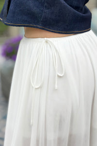 Flowy Mesh Maxi Skirt - Ivory