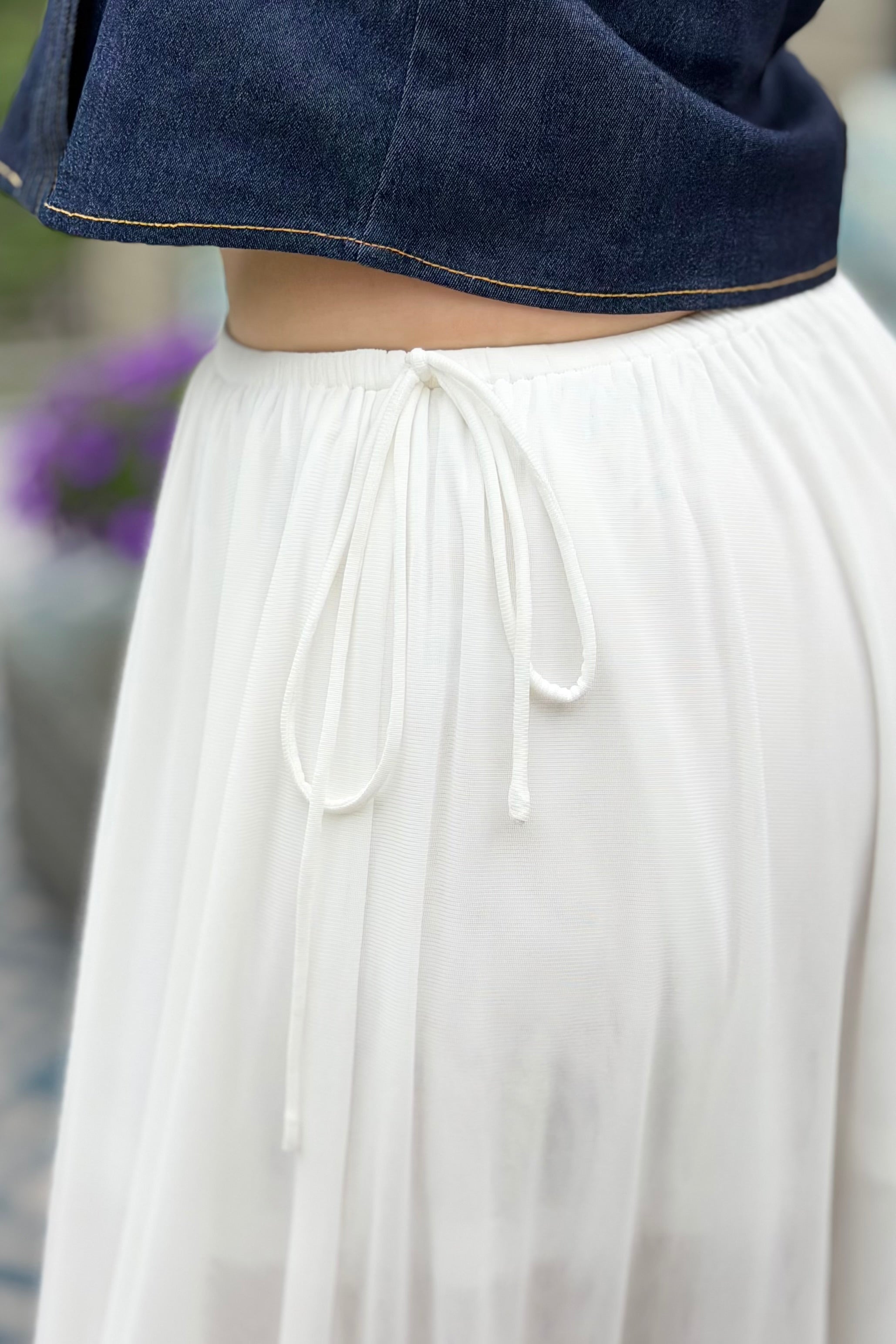 Flowy Mesh Maxi Skirt - Ivory