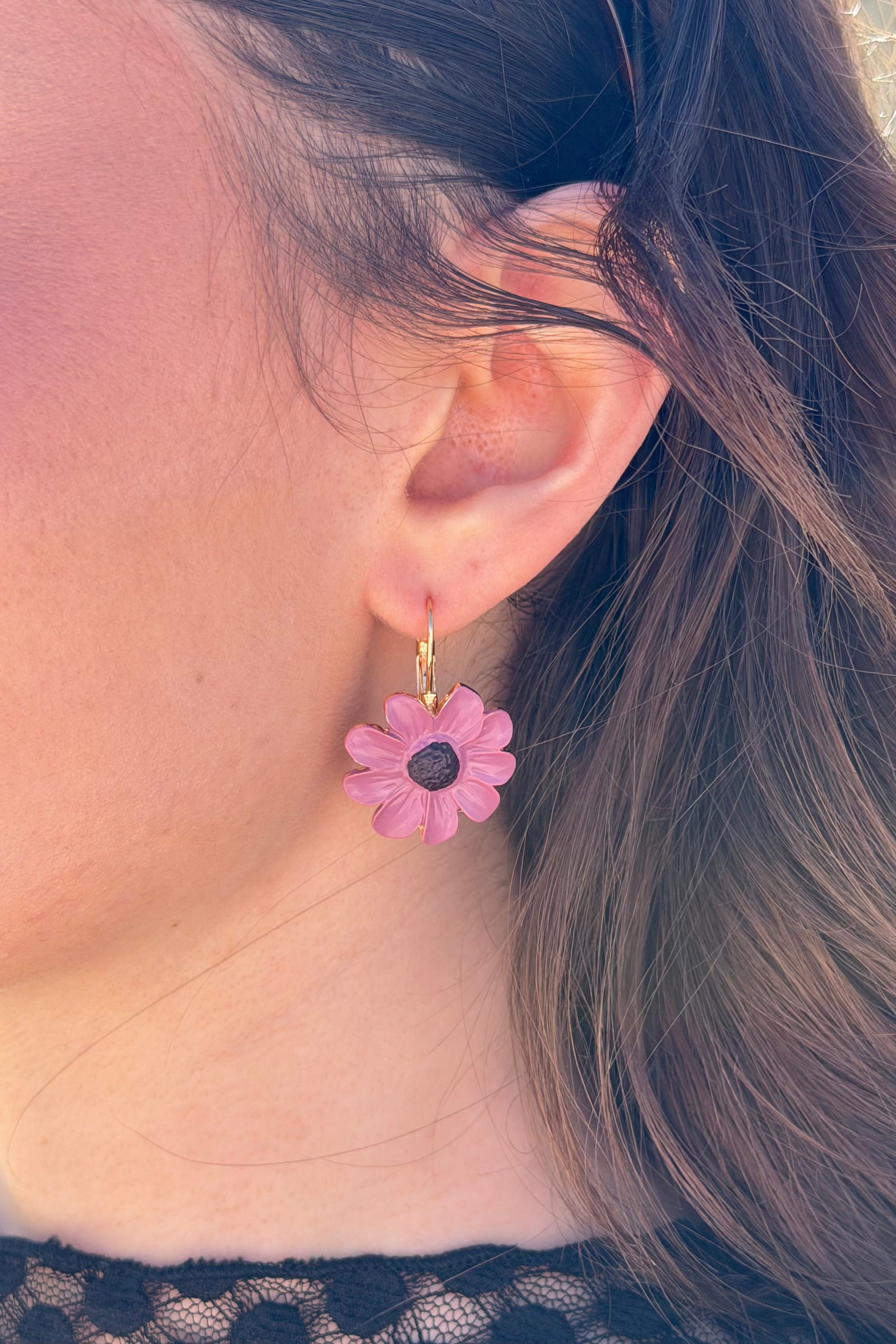 Renaissance Inspired Enamel Flower Stud Earrings