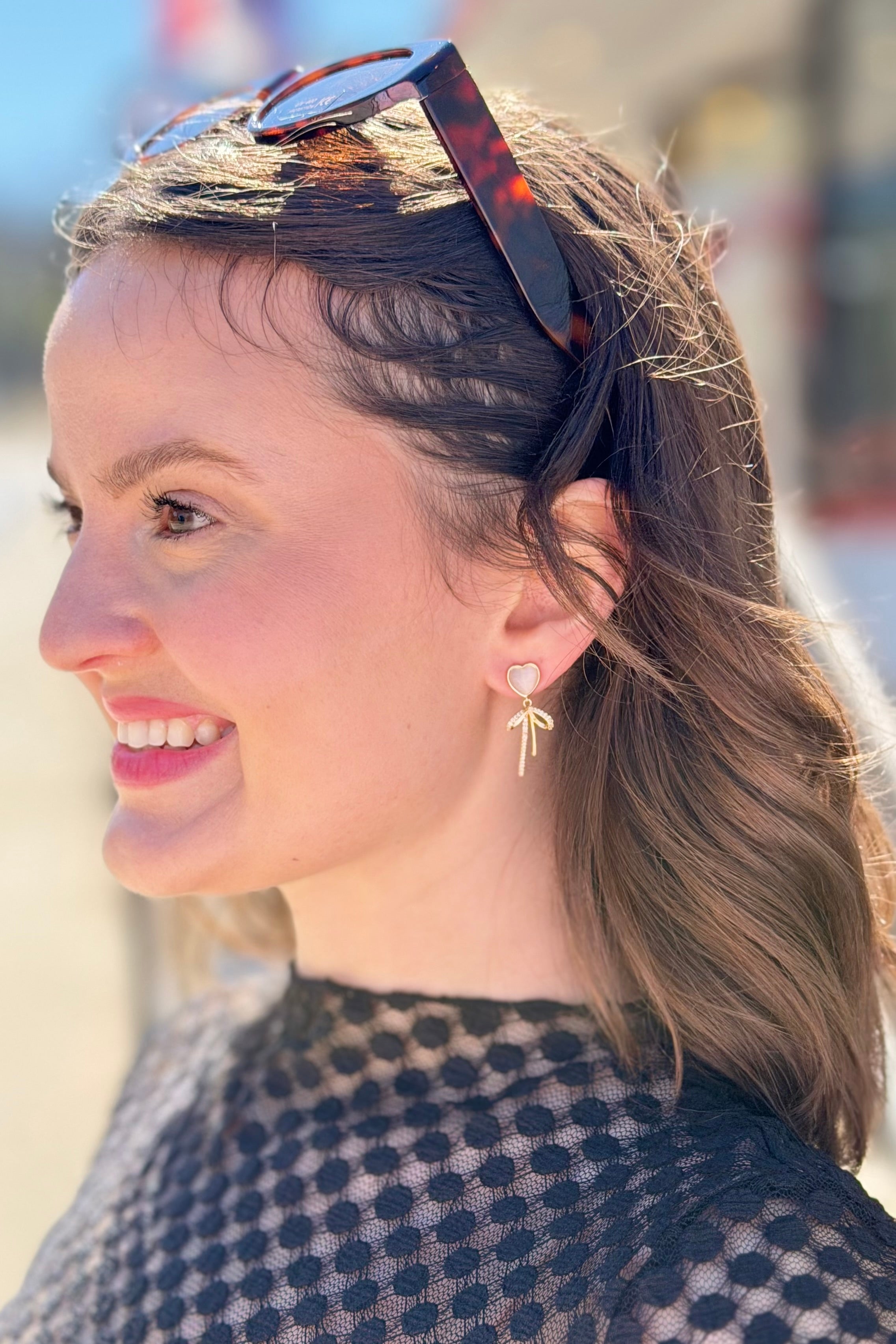 Heart Bow Tassel Earrings