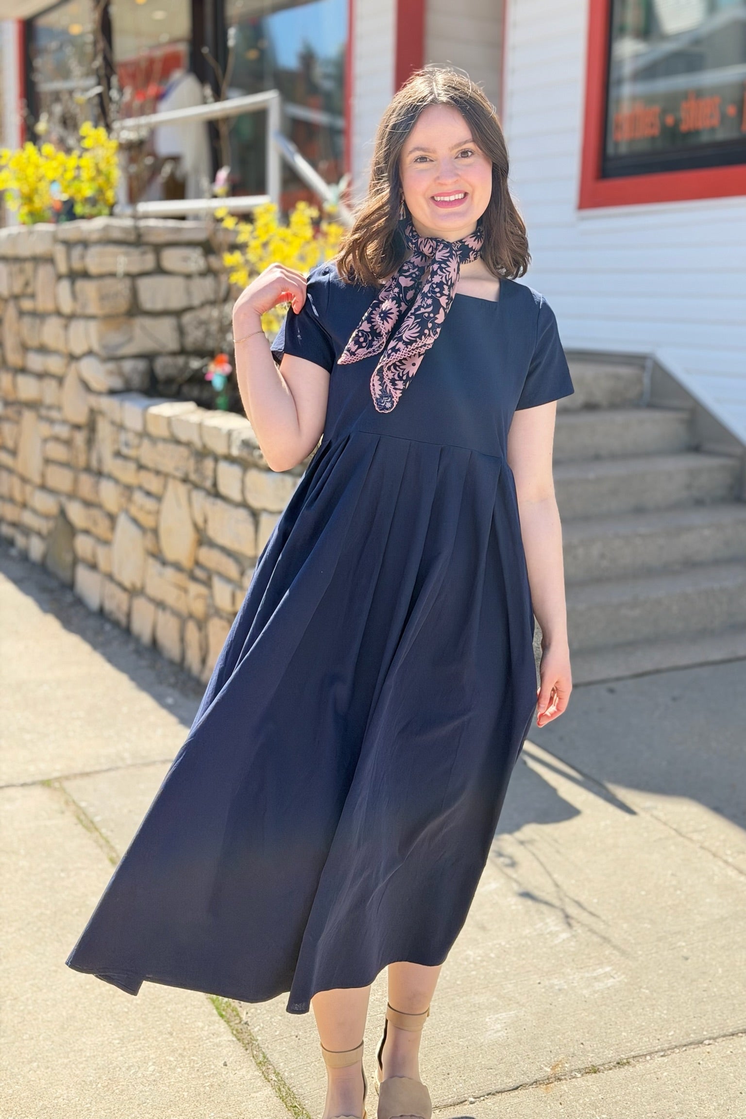 Cotton Square Neck Long Dress