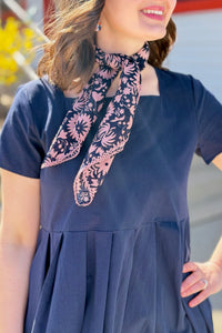 Cotton Square Scarf - Navy