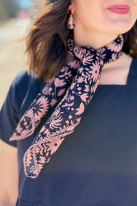 Cotton Square Scarf - Navy