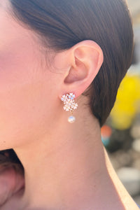 Floral Pearl Drop Earrings with Vintage Charm