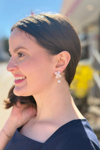 Floral Pearl Drop Earrings with Vintage Charm