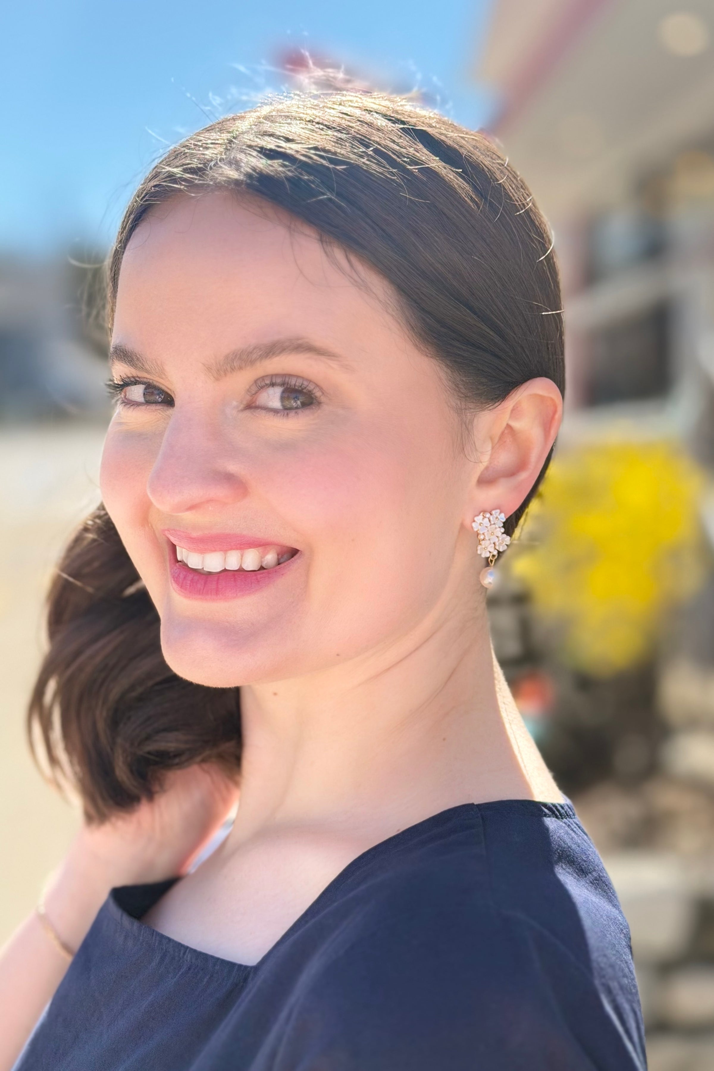 Floral Pearl Drop Earrings with Vintage Charm