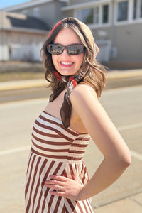Classic Stripe Fit & Flare Bandeau Dress