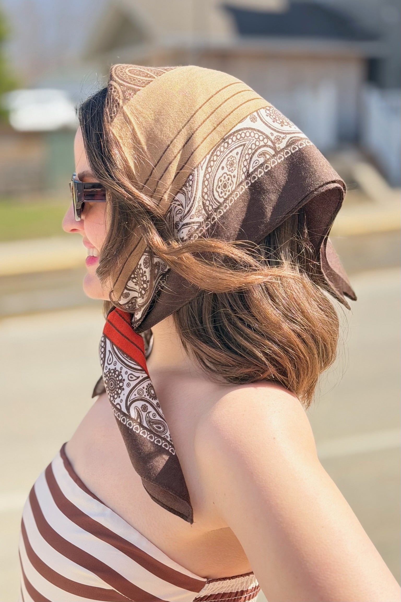 Vintage Herringbone Scarf - Orange