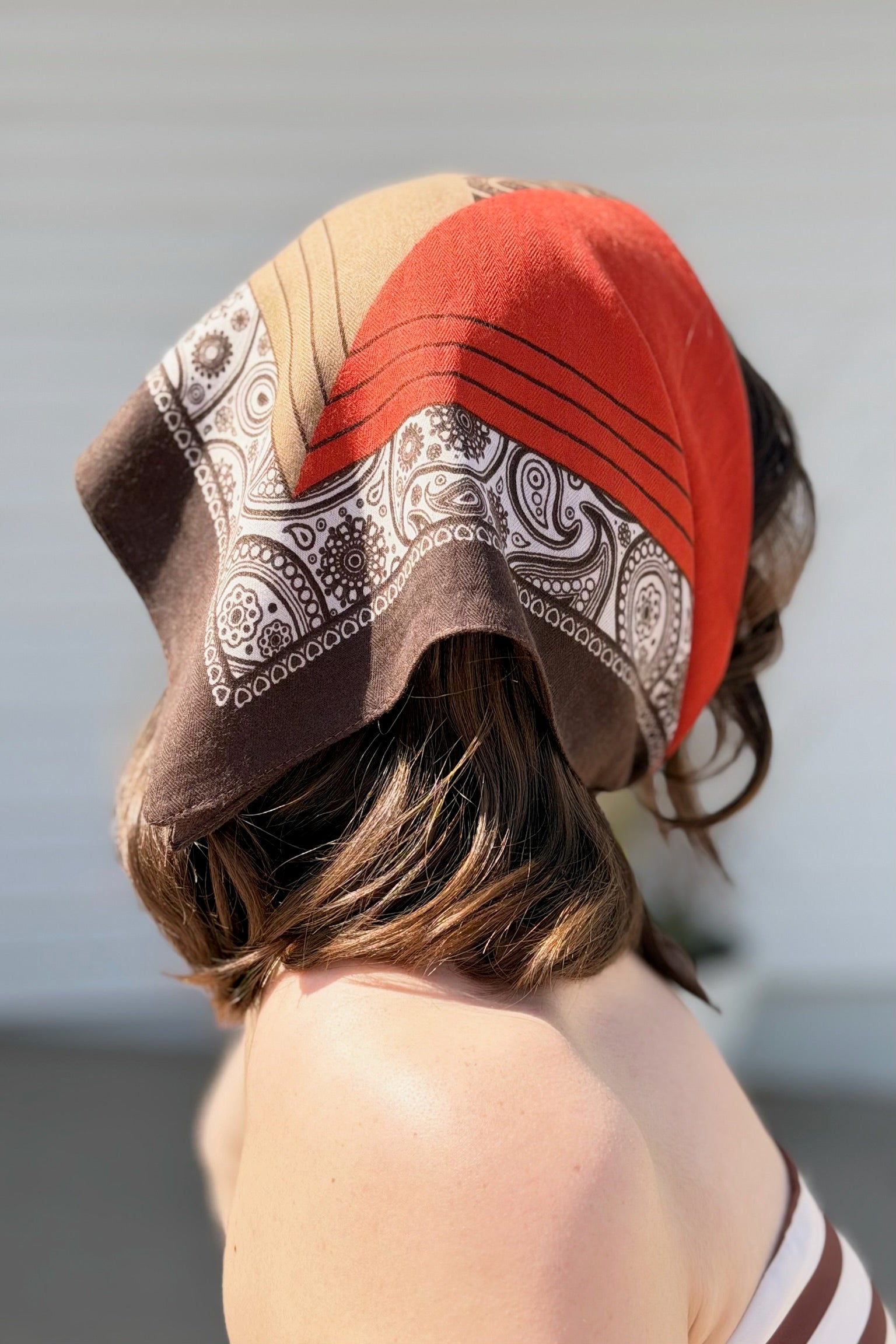 Vintage Herringbone Scarf - Orange