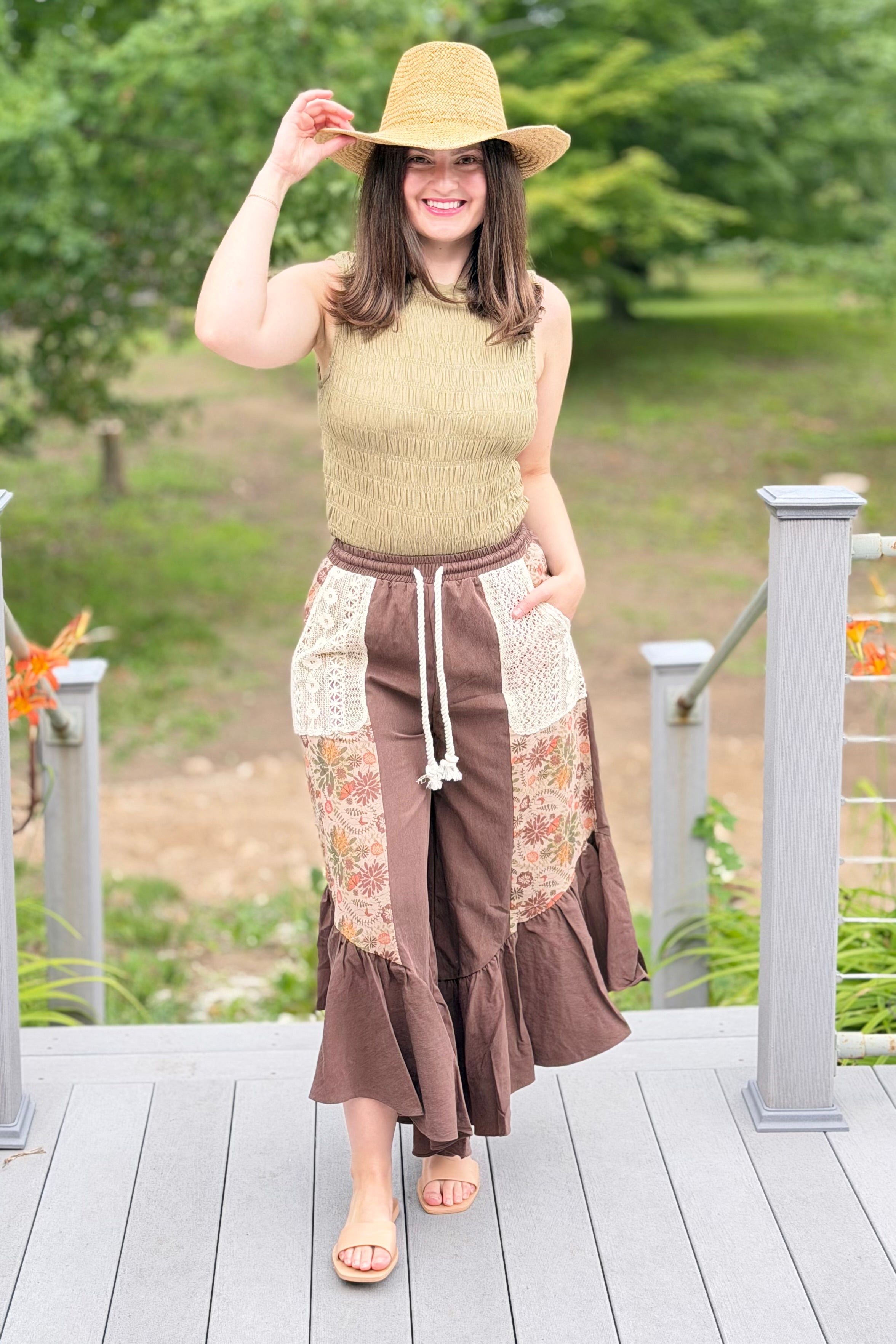Straw Braided Sun Cowboy Hat - Khaki