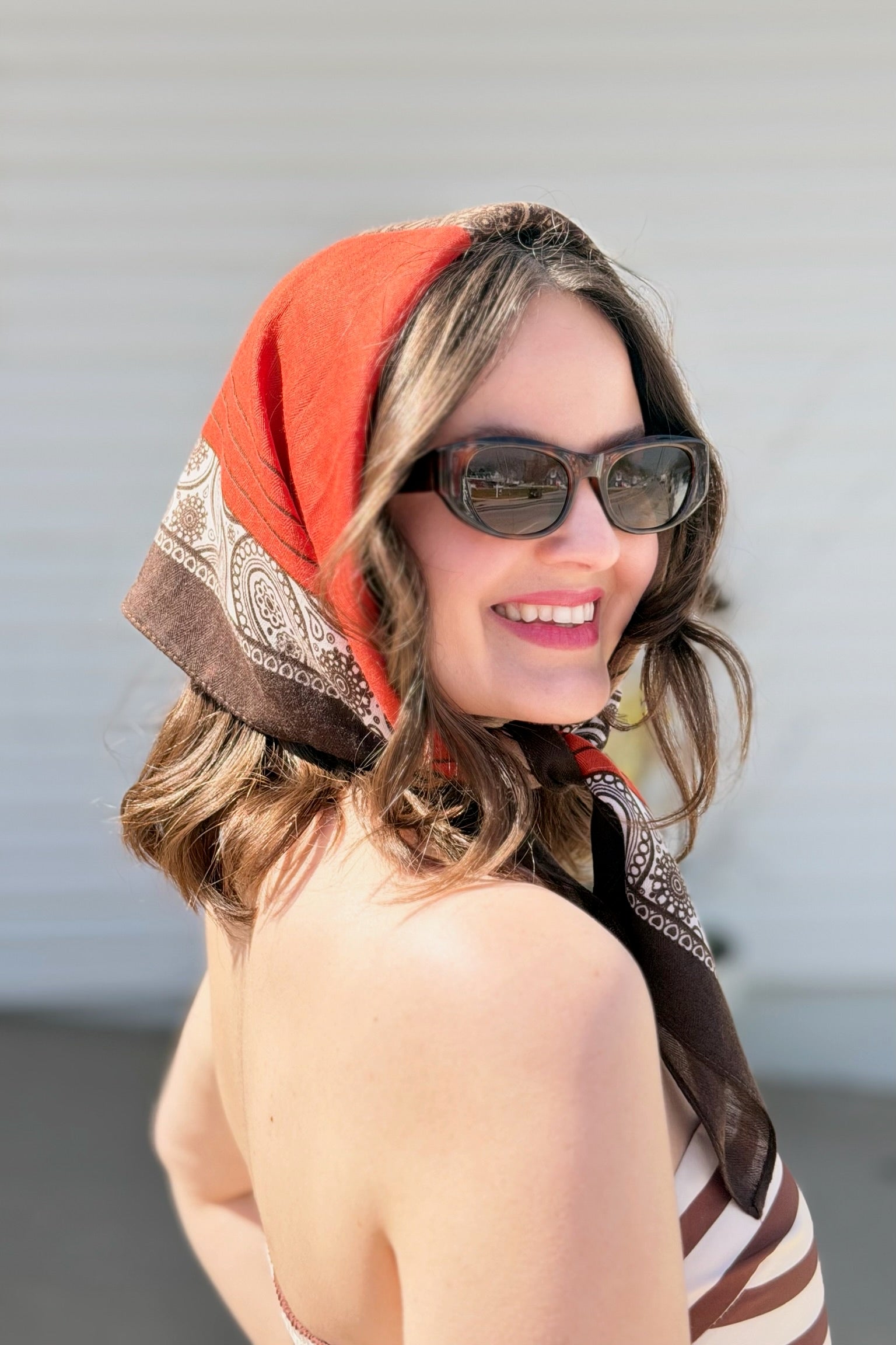 Vintage Herringbone Scarf - Orange
