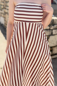 Classic Stripe Fit & Flare Bandeau Dress