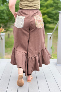 Boho Patchwork Pants - Brown