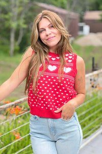 Parisa Heart Sleeveless Sweater Vest