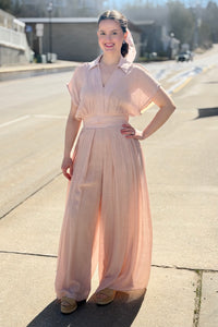 Flowy Wide-Leg Pants - Almond