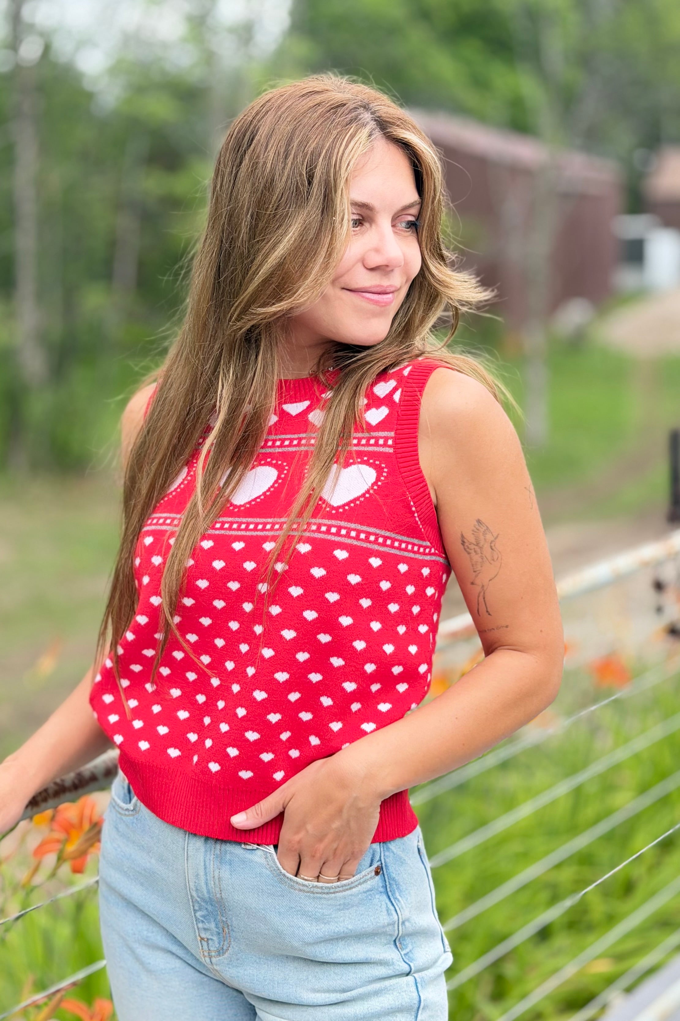 Parisa Heart Sleeveless Sweater Vest