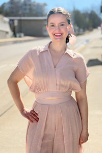 Collared Wrap Top - Almond