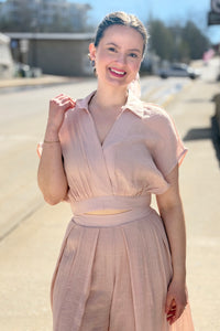 Collared Wrap Top - Almond