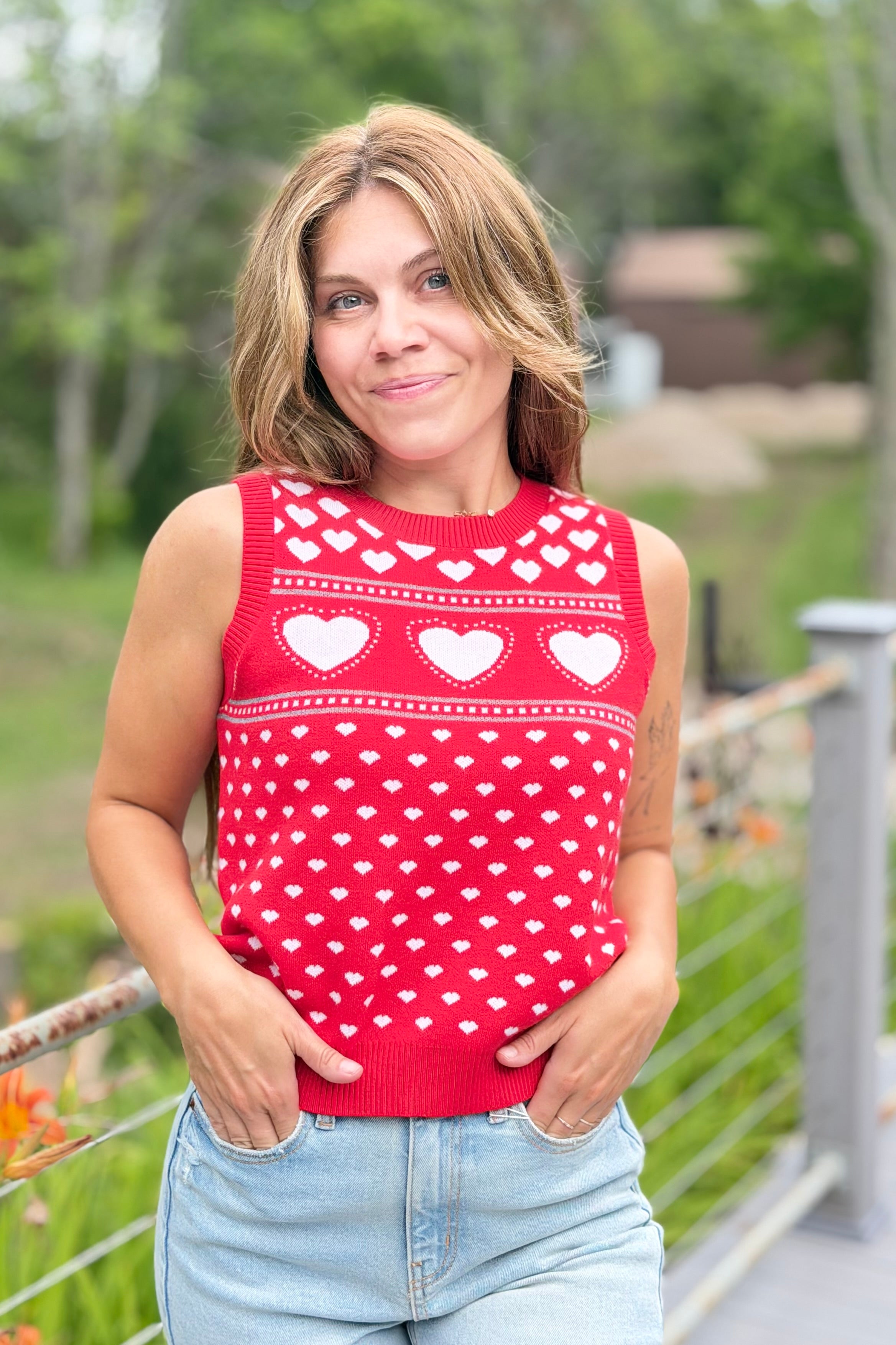 Parisa Heart Sleeveless Sweater Vest