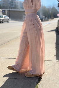 Flowy Wide-Leg Pants - Almond