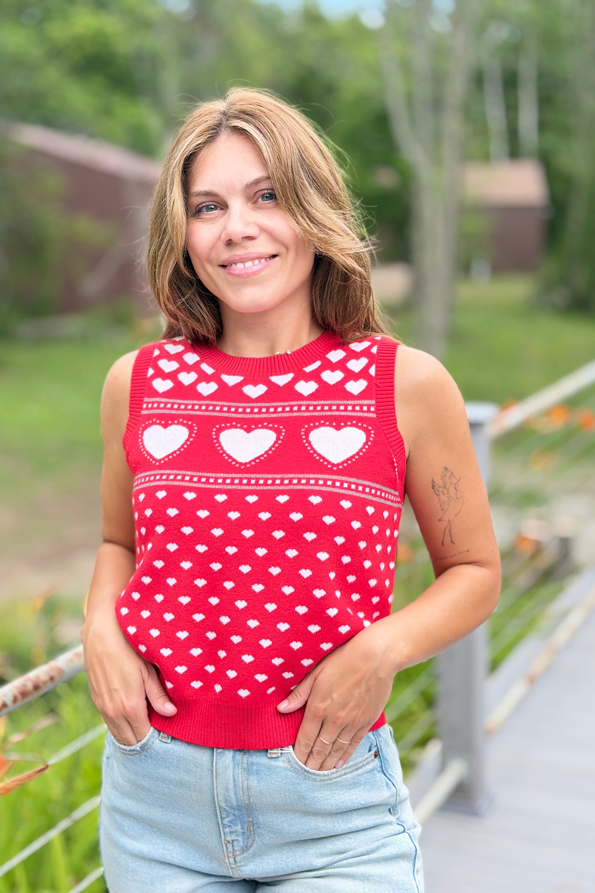 Parisa Heart Sleeveless Sweater Vest