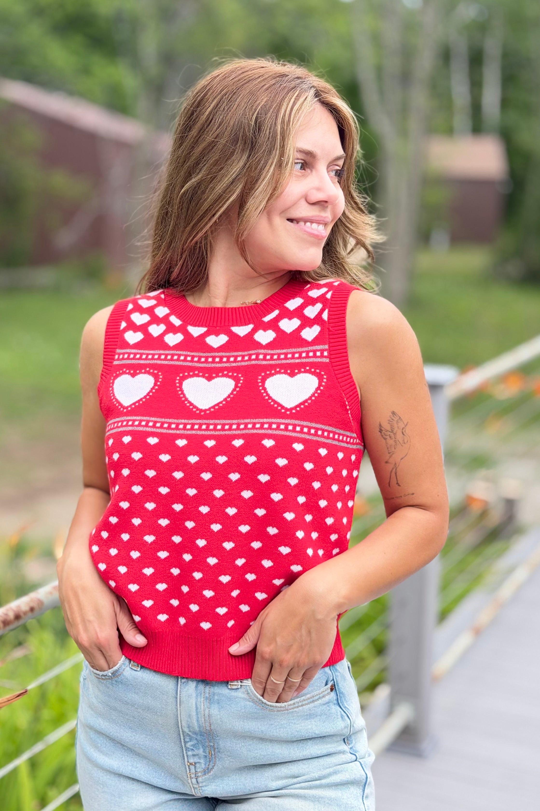 Parisa Heart Sleeveless Sweater Vest