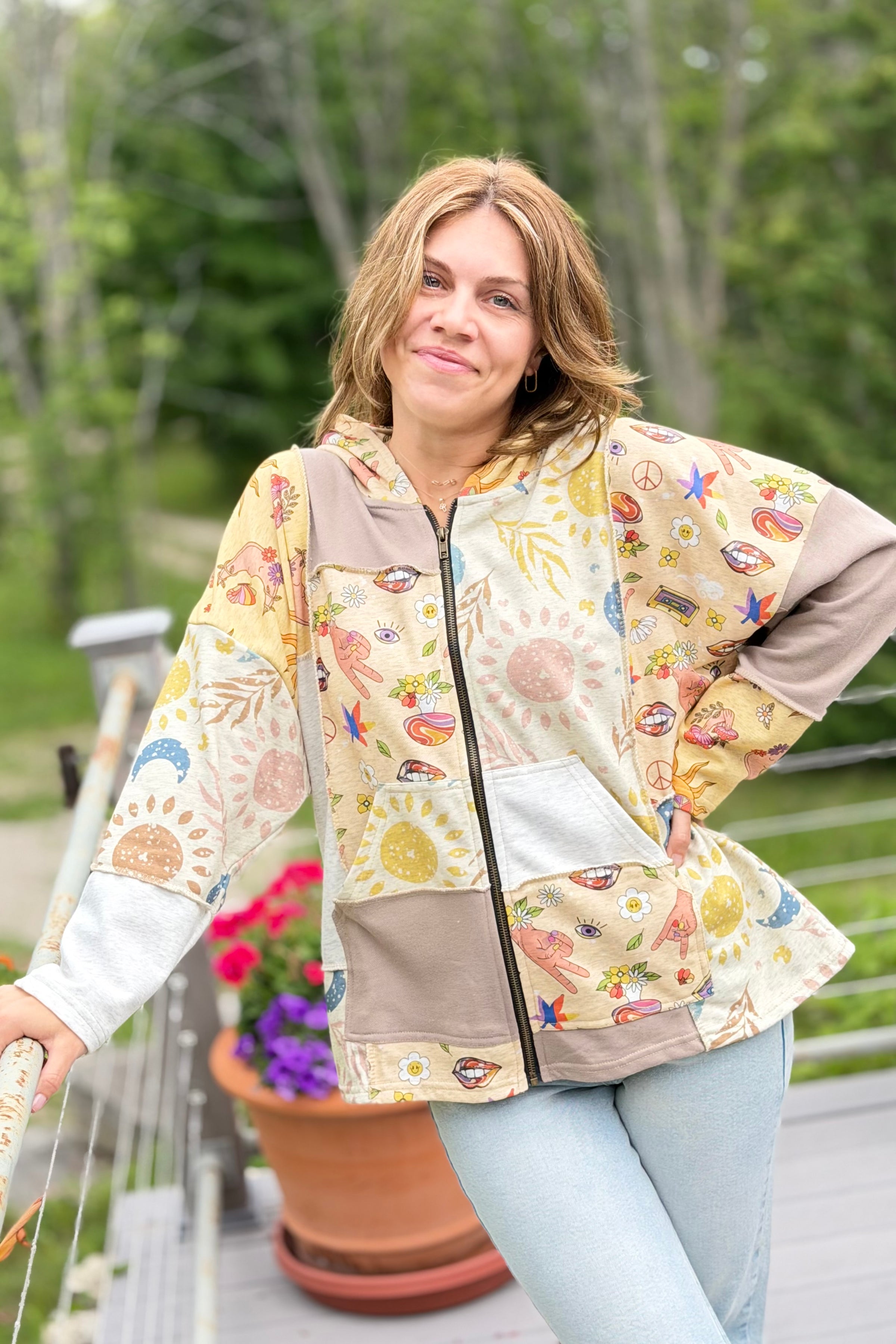 Zip Up Hoodie - Whimsical Print