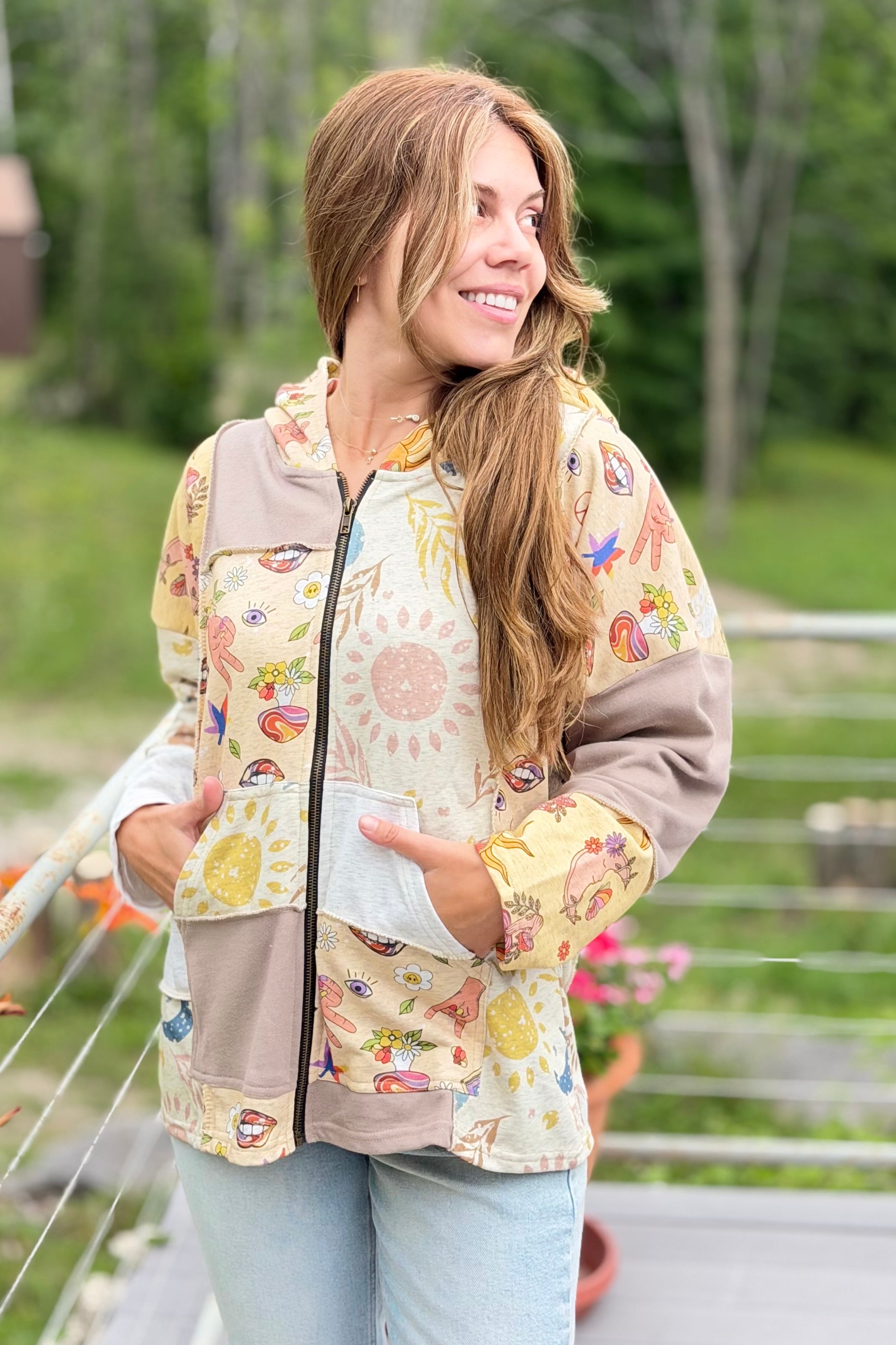 Zip Up Hoodie - Whimsical Print