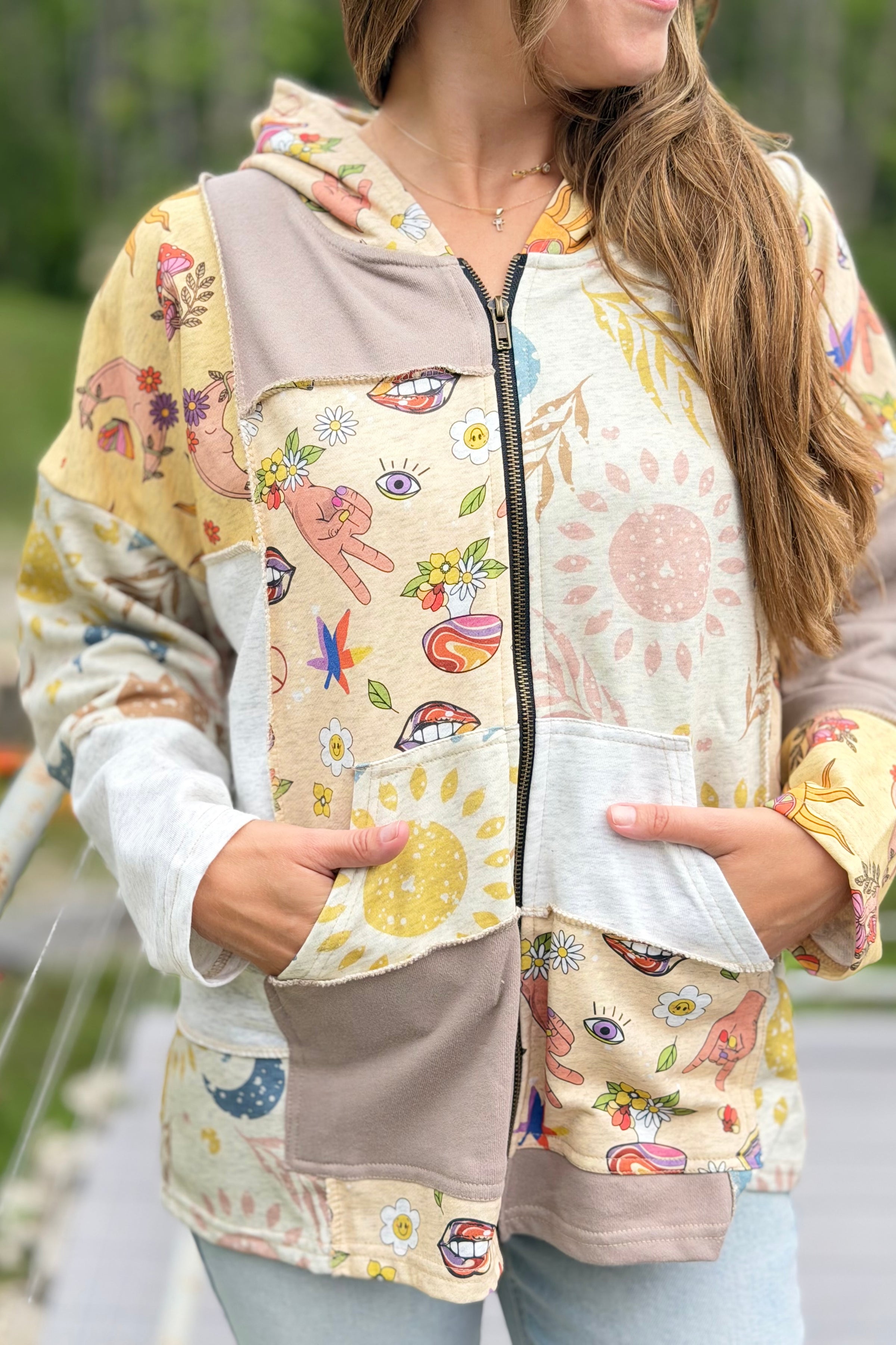 Zip Up Hoodie - Whimsical Print
