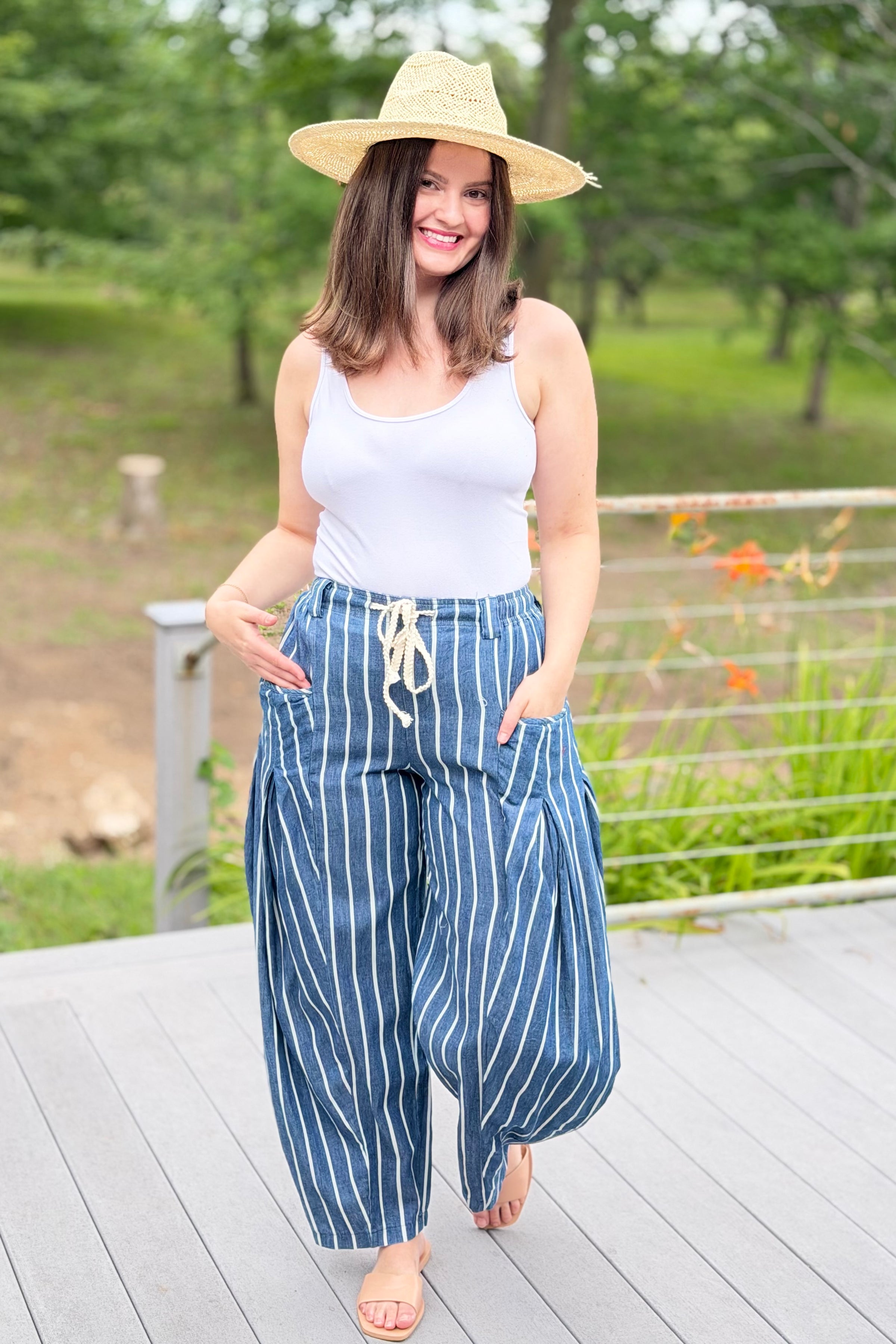 Stripe Chambray Pants - Candy Stripe Denim