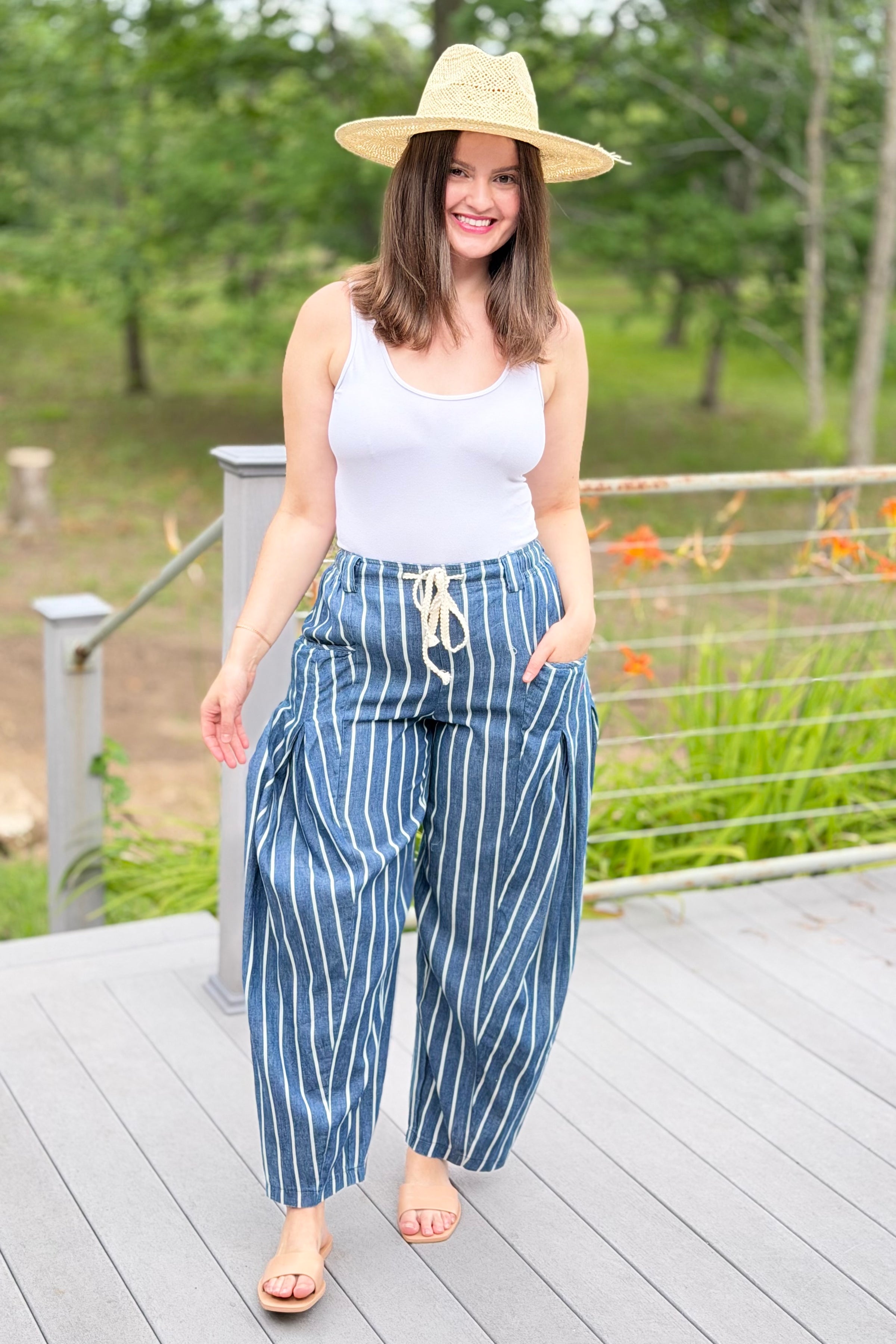 Stripe Chambray Pants - Candy Stripe Denim