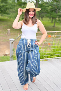 Stripe Chambray Pants - Candy Stripe Denim