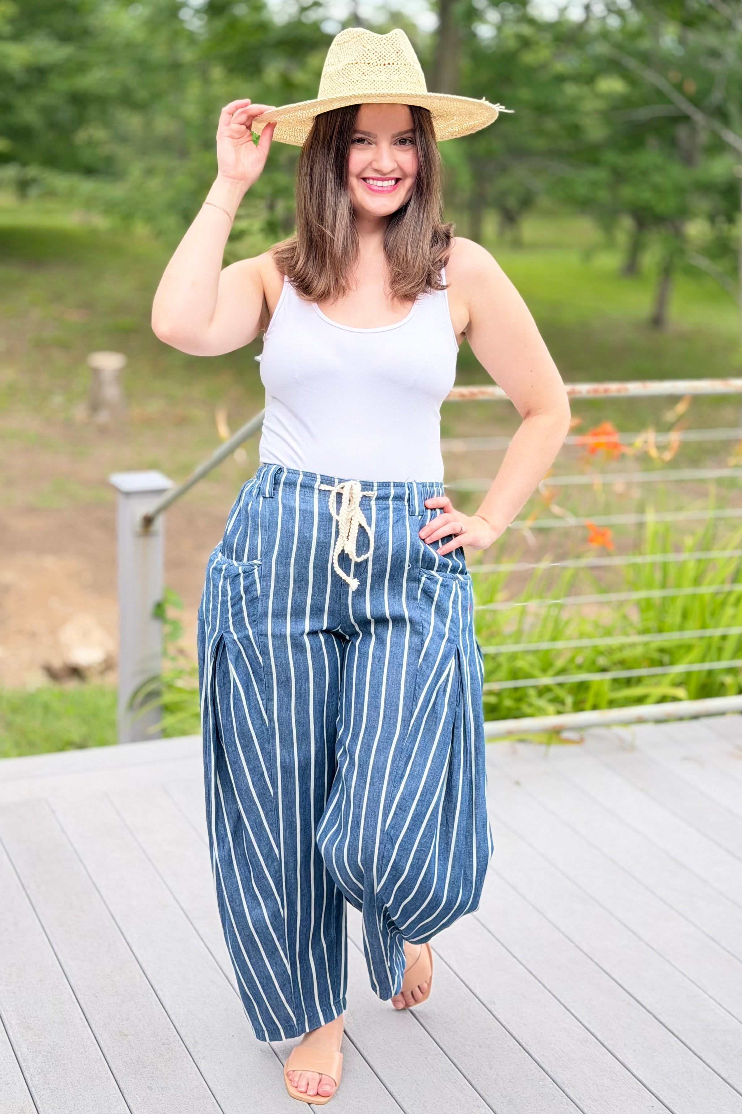 Stripe Chambray Pants - Candy Stripe Denim