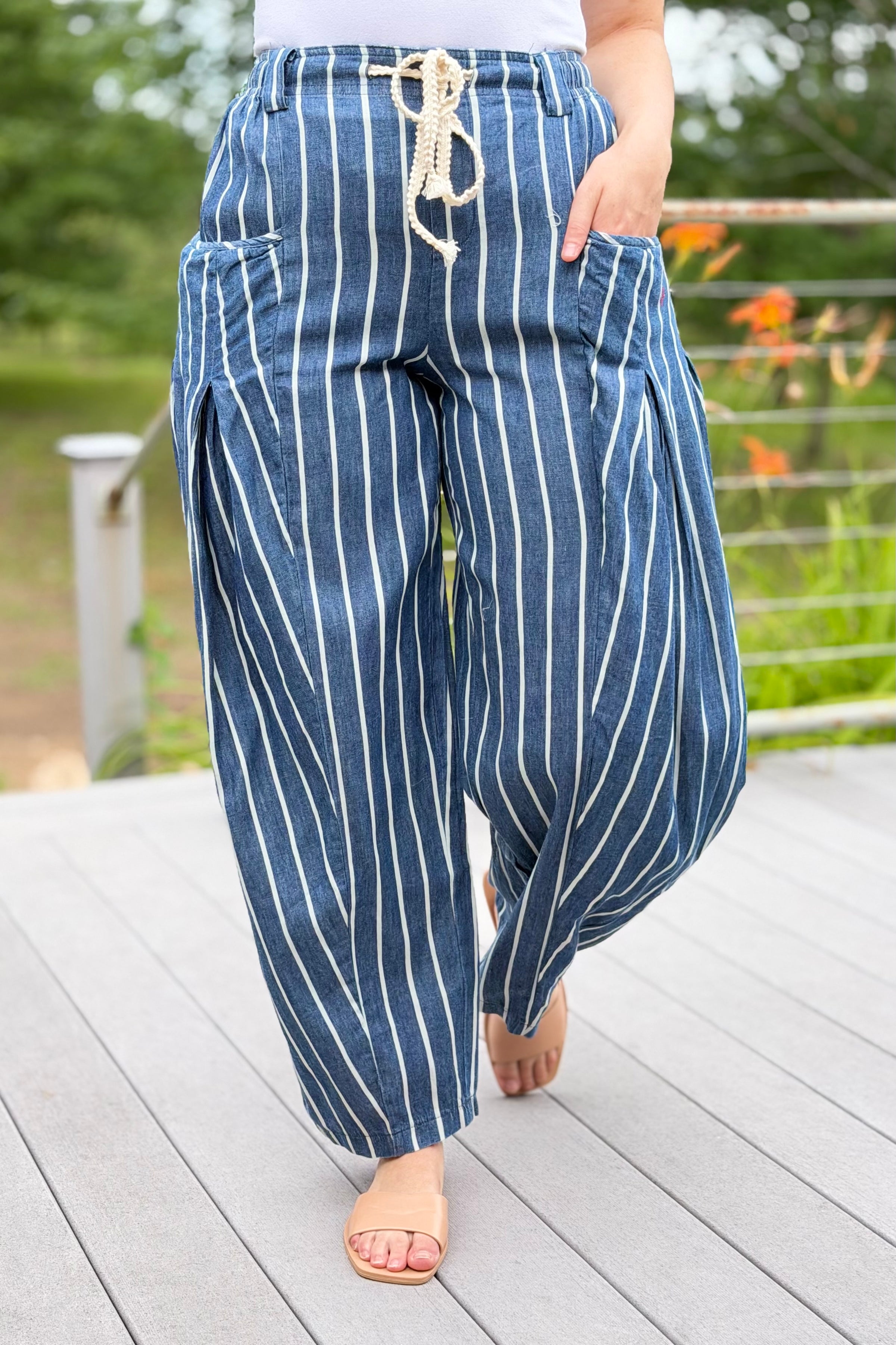 Stripe Chambray Pants - Candy Stripe Denim
