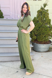 Flowy Wide-Leg Pants - Olive