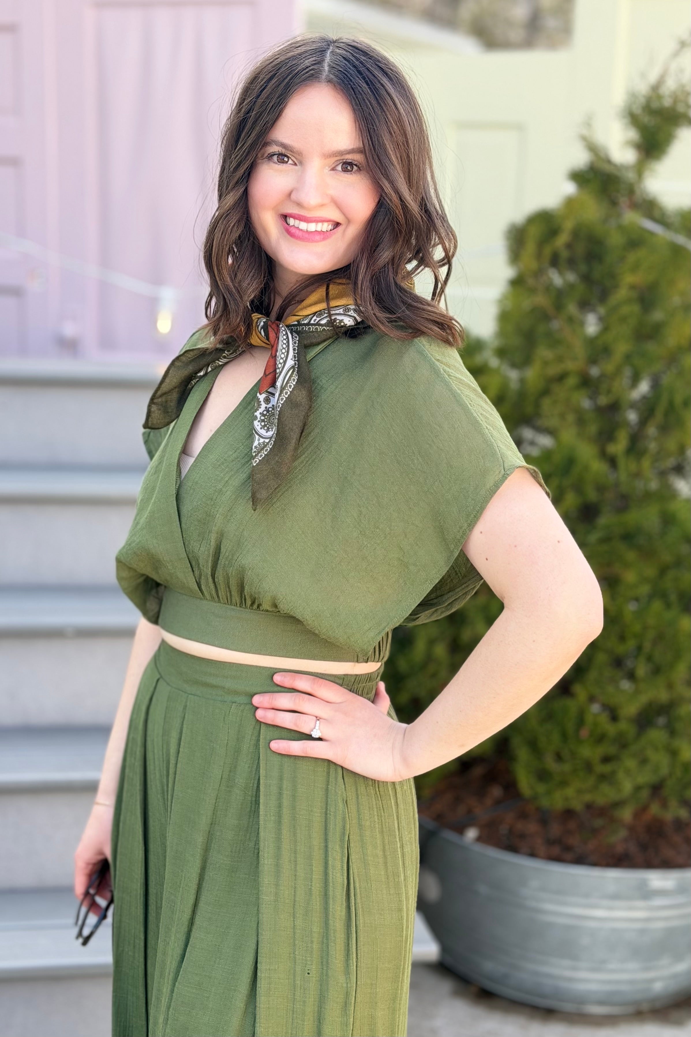 Collared Wrap Top - Olive