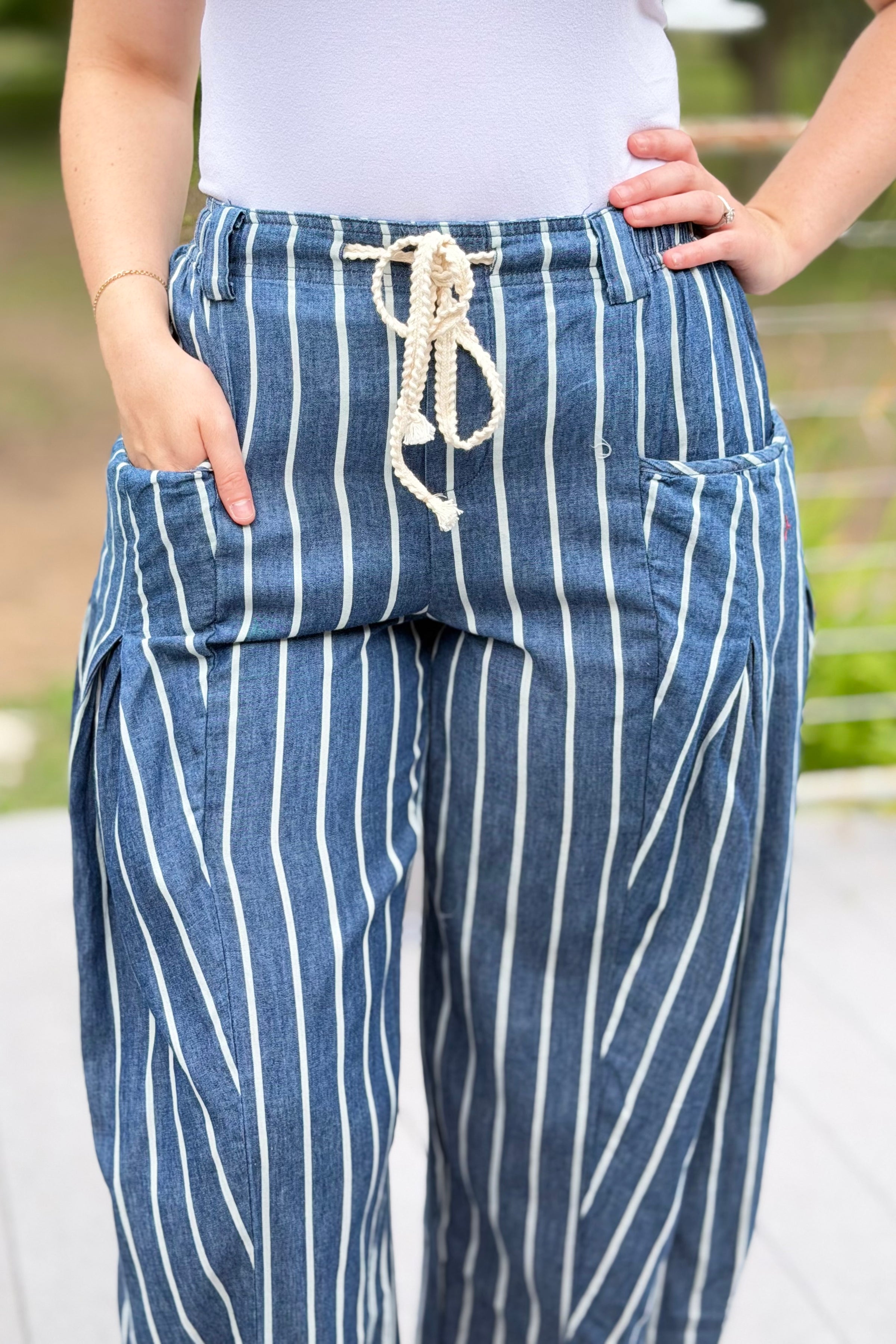 Stripe Chambray Pants - Candy Stripe Denim