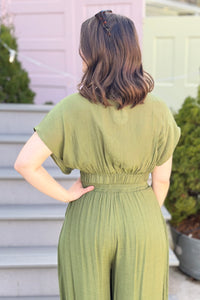 Collared Wrap Top - Olive