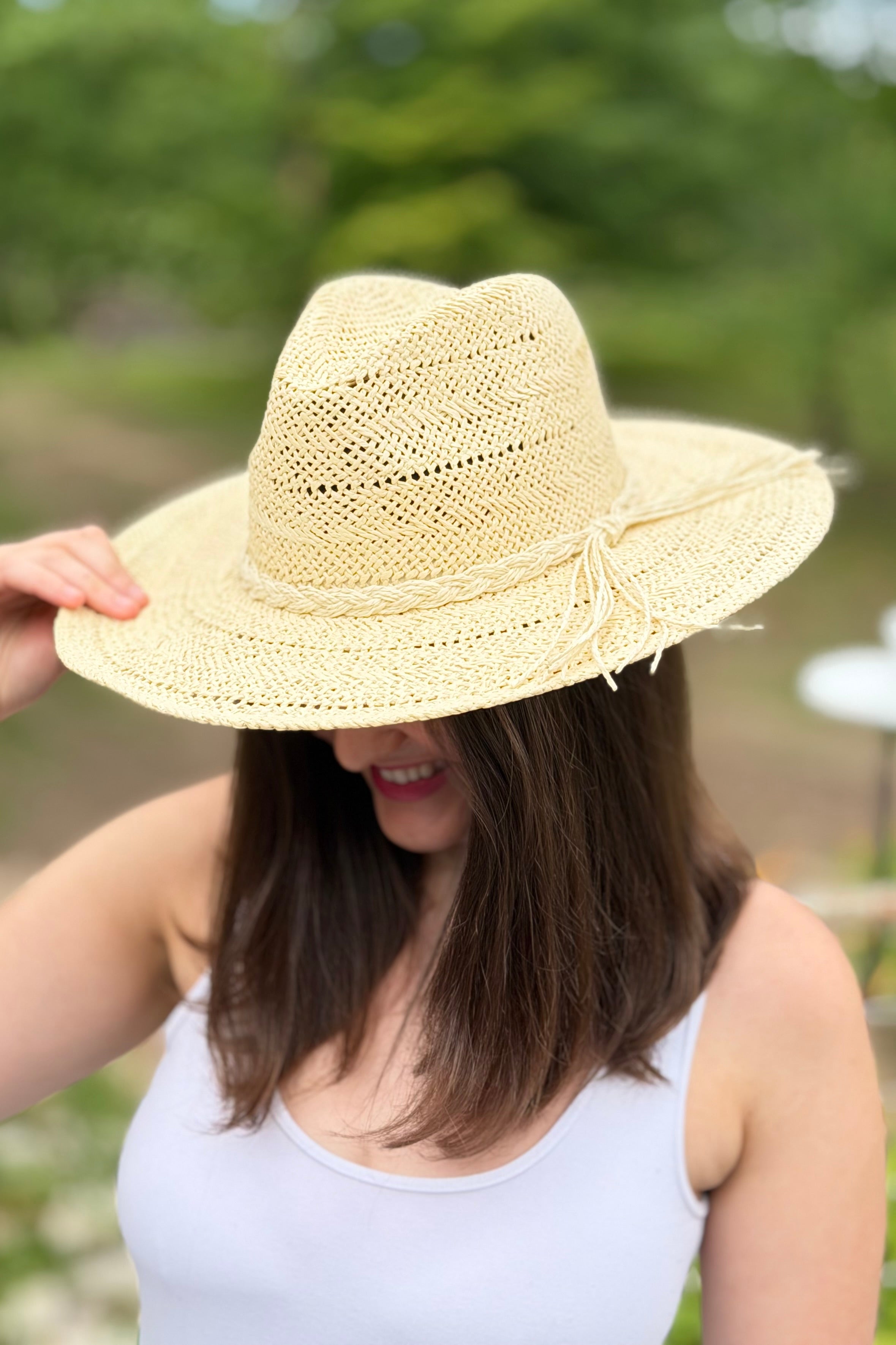 Braided Rope Band Straw Hat - Ivory