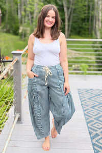 Stripe Chambray Pants - Pin Stripe Denim