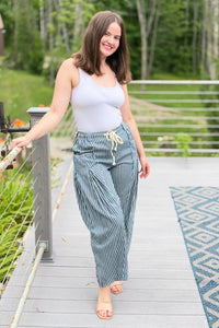 Stripe Chambray Pants - Pin Stripe Denim