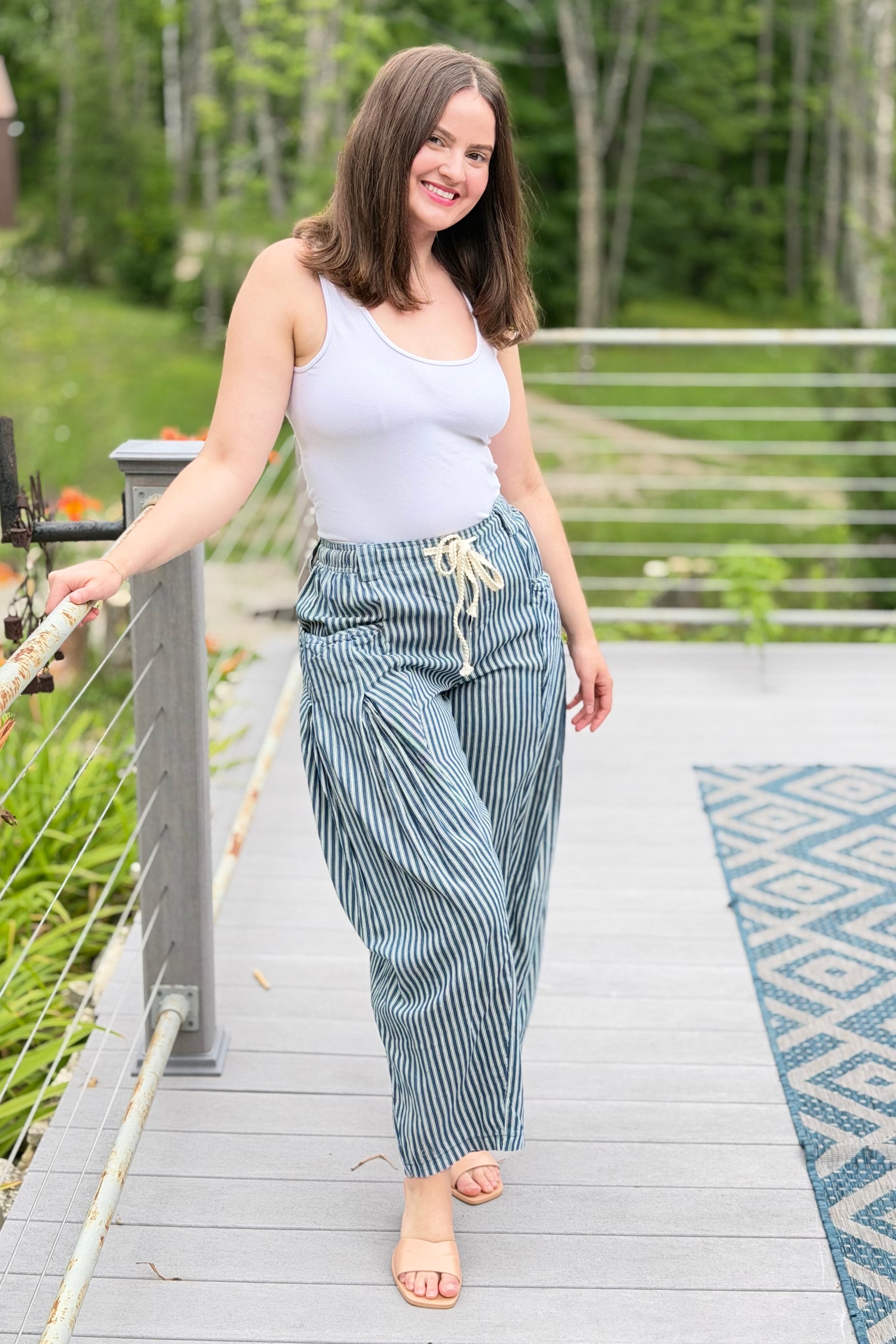 Stripe Chambray Pants - Pin Stripe Denim