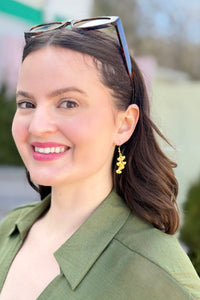 Vintage Inspired Ginkgo Leaf Tassel Dangle Earrings