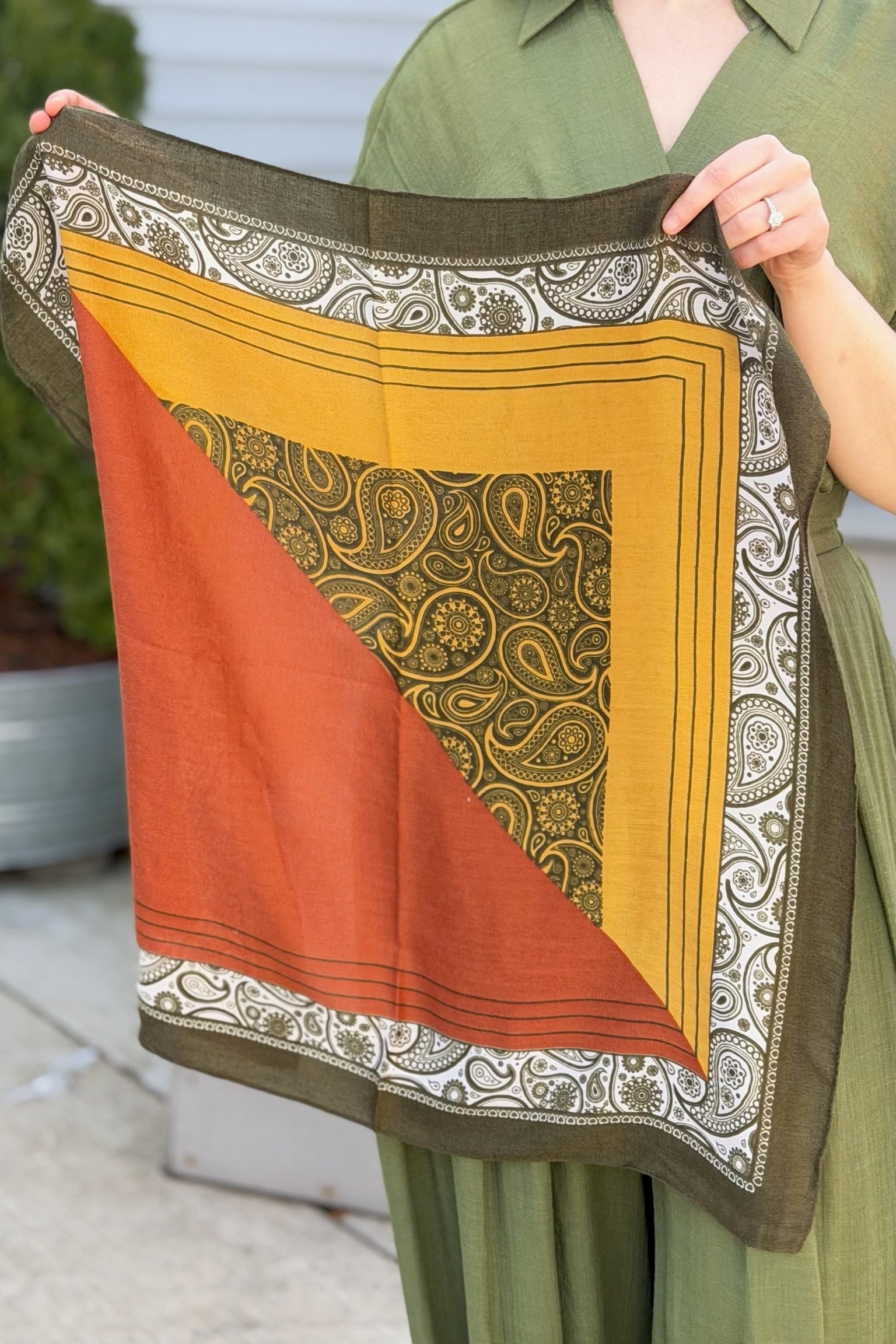 Vintage Herringbone Scarf - Brown