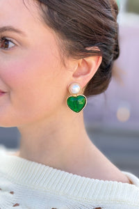 Heart-Shaped Gemstone Earrings with Vintage Flair