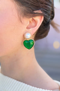 Heart-Shaped Gemstone Earrings with Vintage Flair